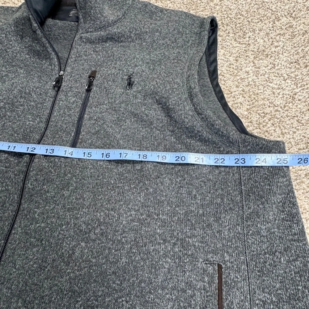 Polo Ralph Lauren‎ Vest XXL Men Performance Fleece Zip Up Gray Black Pony Preppy